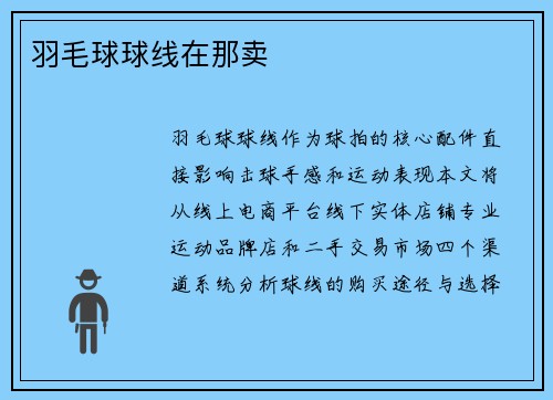 羽毛球球线在那卖